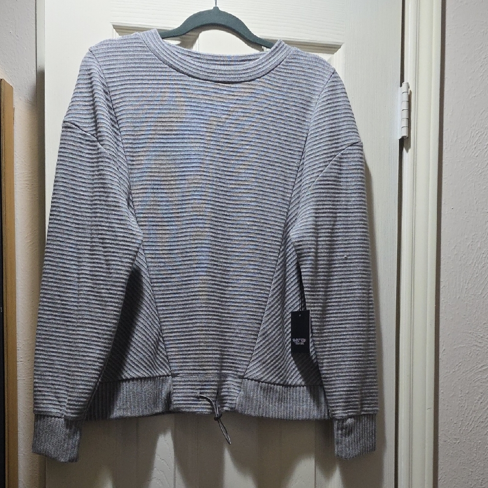 Simply Vera Vera Wang Gray Striped Knit